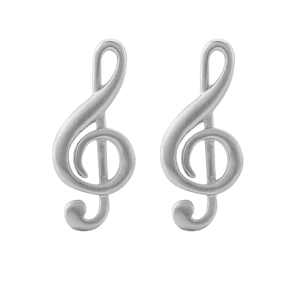 Treble Clef Cuff Links in Sterling Silver