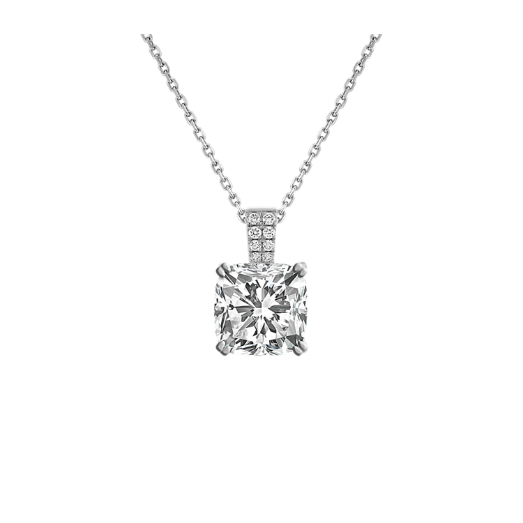 Natural Diamond Dangle Pendant for Cushion-Shaped Gemstone (18 in)