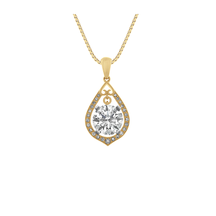 Vintage Natural Diamond Pendant for Round Gemstone (18 in)