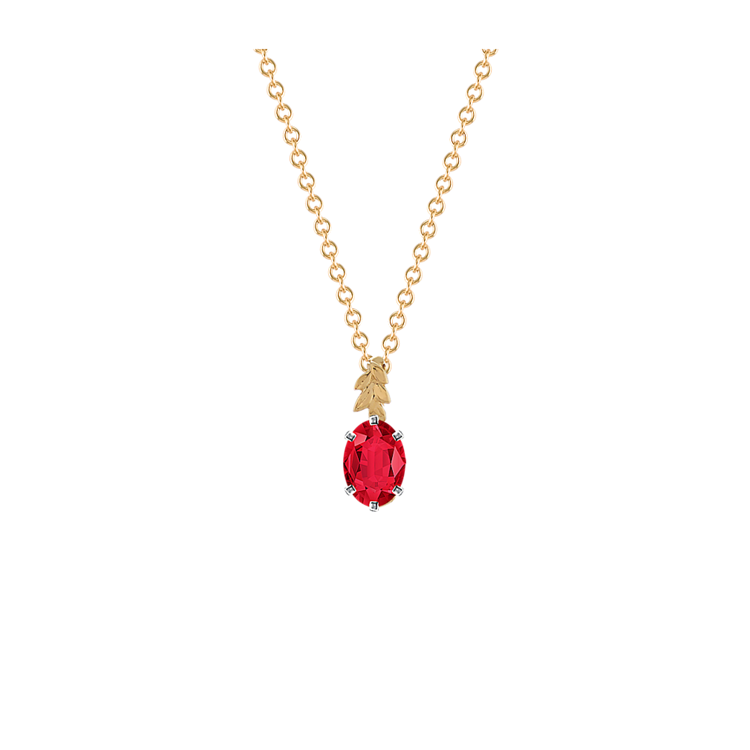 5.76 mm Natural Ruby Necklace in Yellow Gold