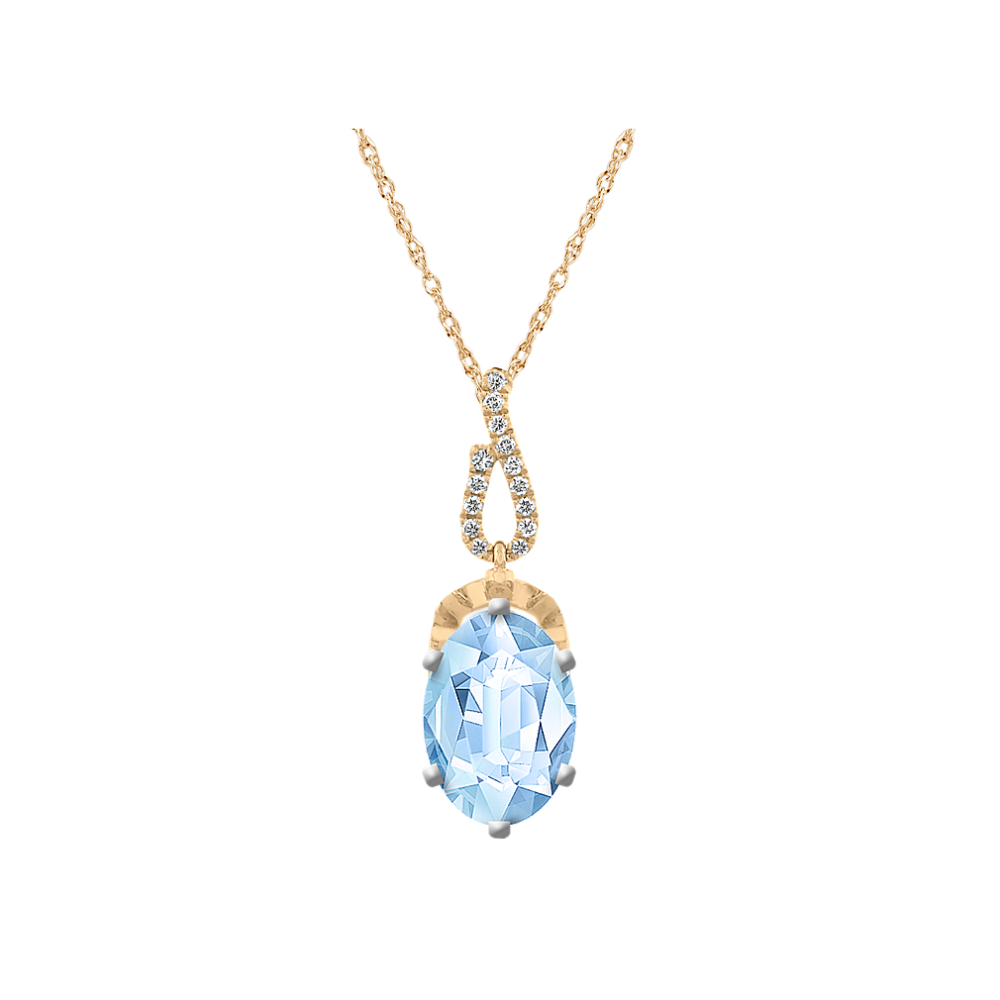Yellow gold clearance aquamarine necklace
