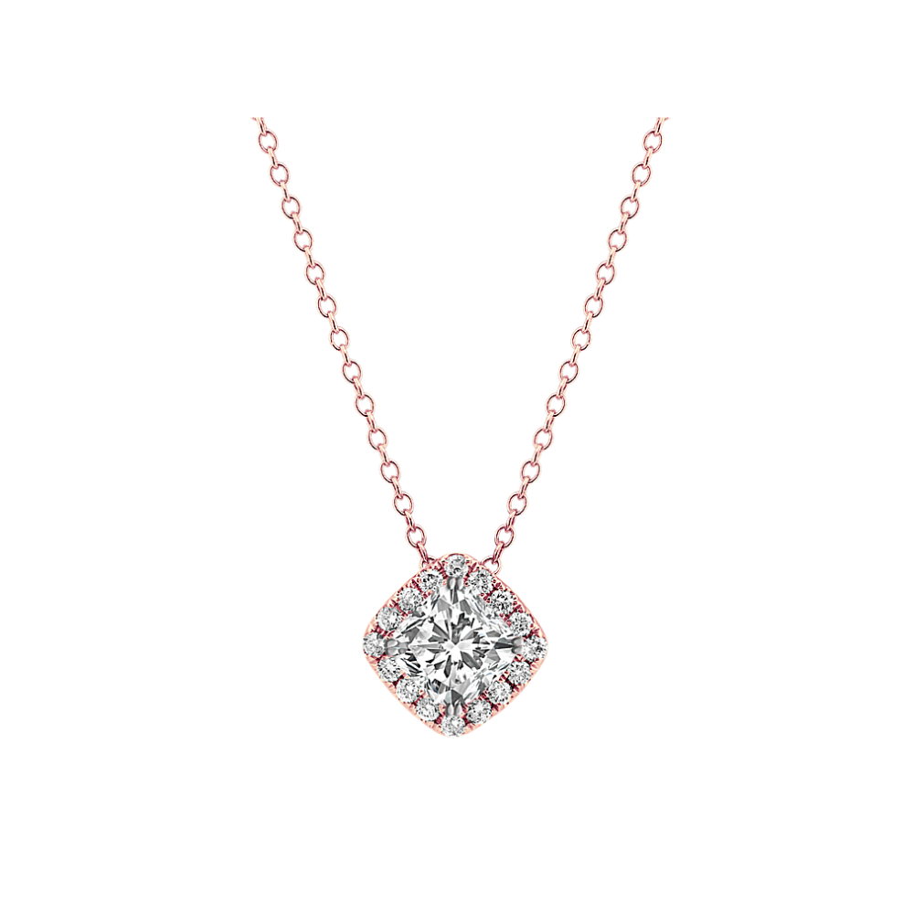 Pick-Your-Gem Halo Pendant (5mm Cushion Cut)