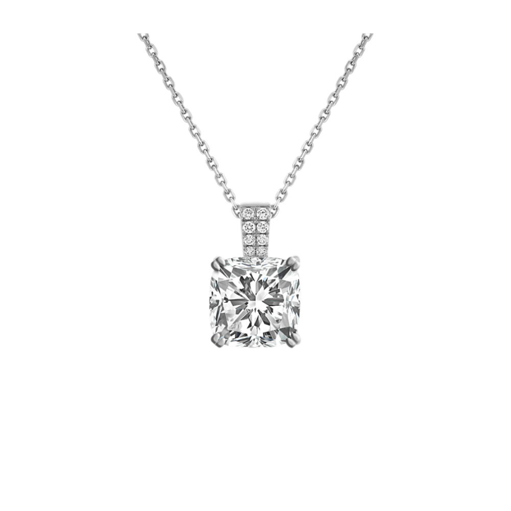 Natural Diamond Dangle Pendant for Cushion-Shaped Gemstone (18 in)