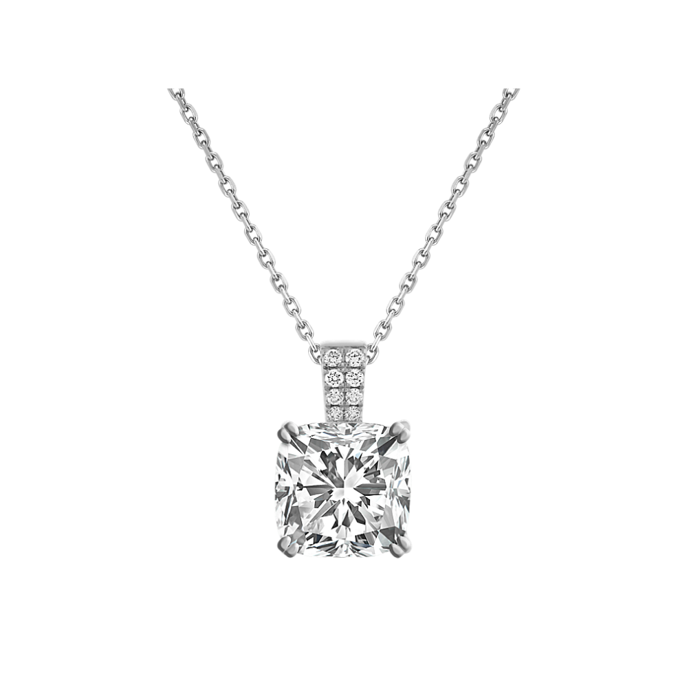 Diamond Dangle Pendant for Cushion-Shaped Gemstone (18 in)