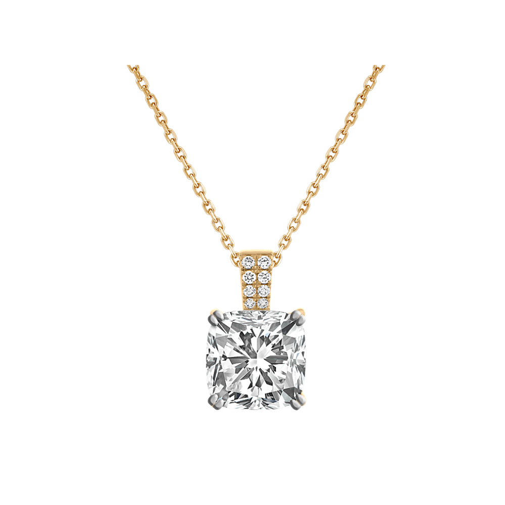 Diamond Dangle Pendant for Cushion-Shaped Gemstone (18'')