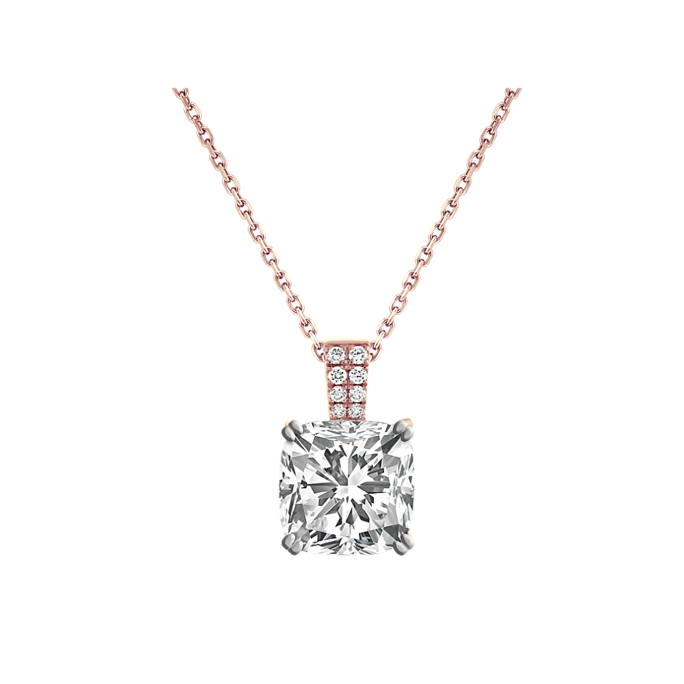 Diamond Dangle Pendant for Cushion-Shaped Gemstone (18 in)