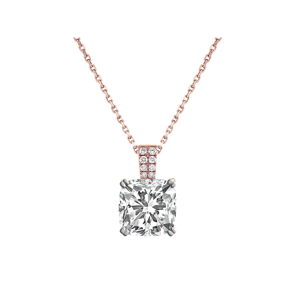 Diamond Dangle Pendant for Cushion-Shaped Gemstone (18'')
