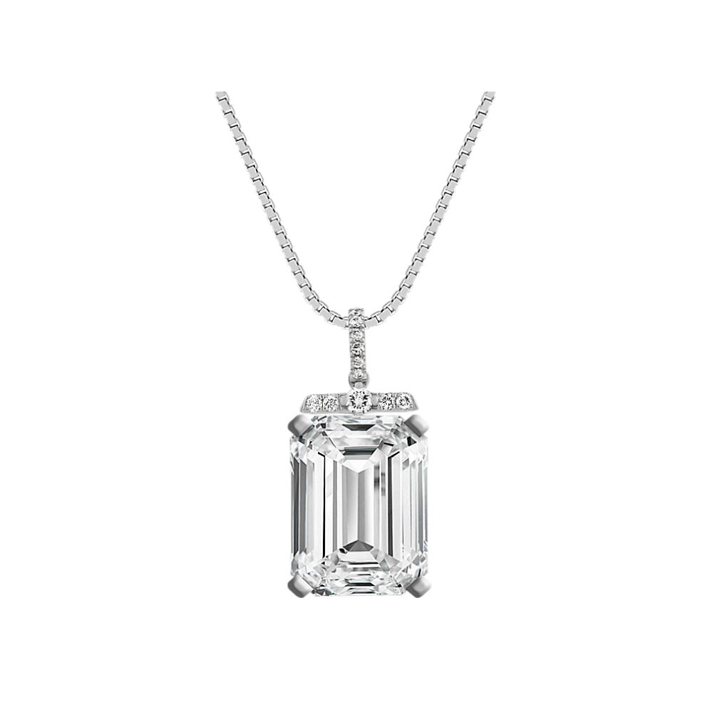 Diamond Dangle Pendant for Emerald Cut Gemstone (18 in)