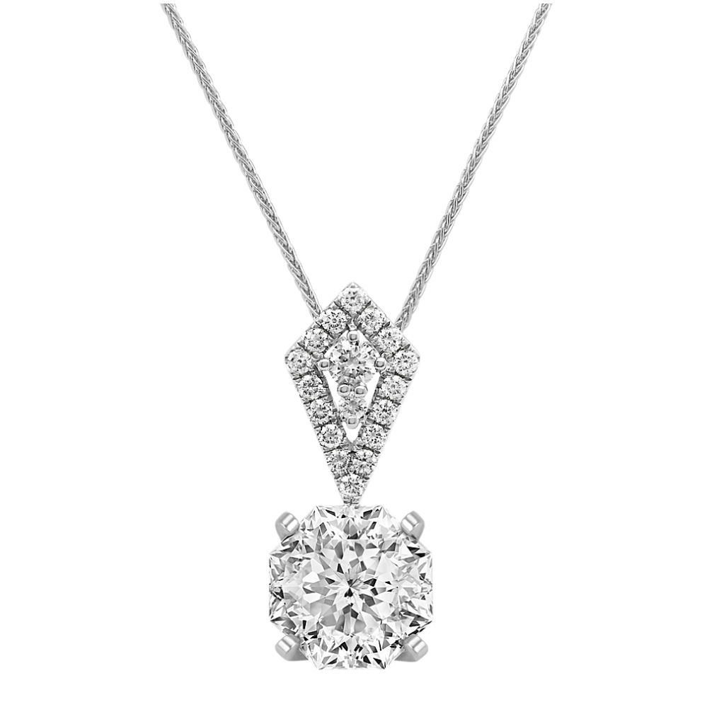Round Diamond Pendant in 14k White Gold (22'')