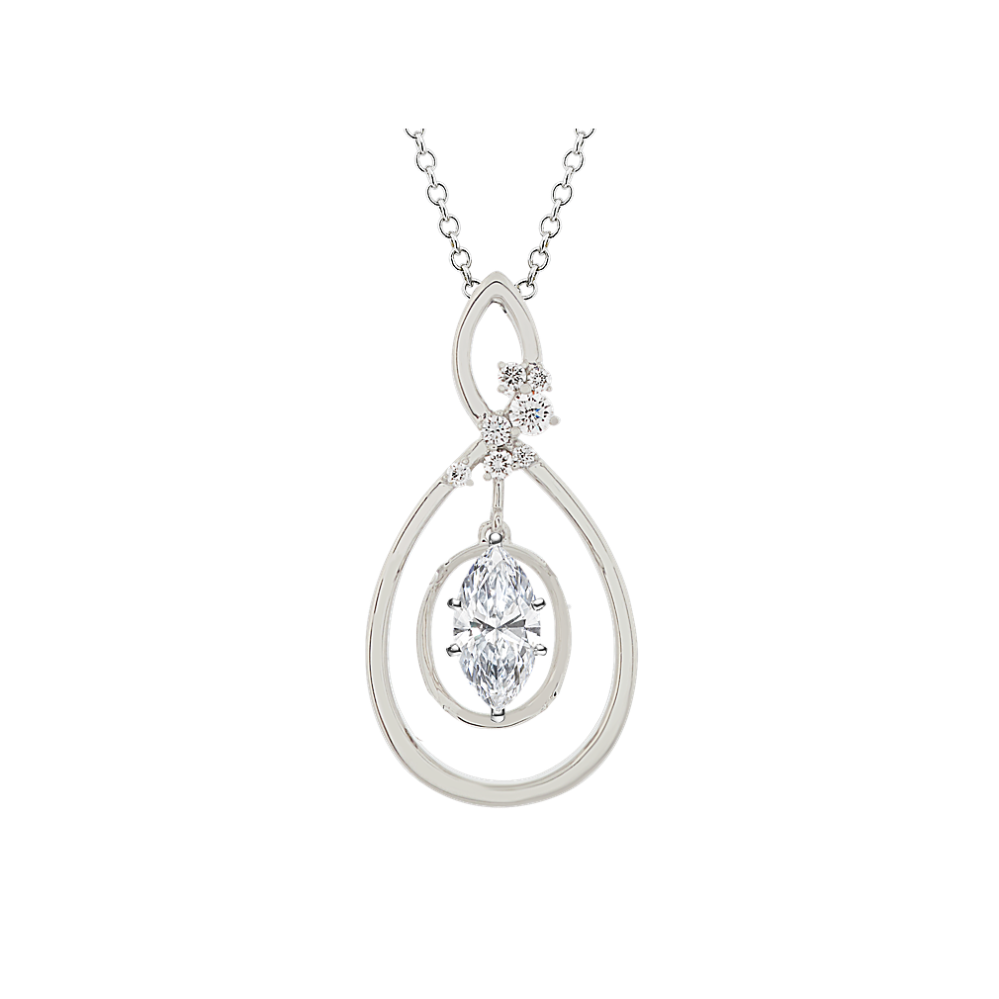 Autumn Diamond Pendant in 14K White Gold (18'')