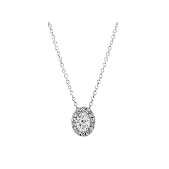 oval diamond halo pendant