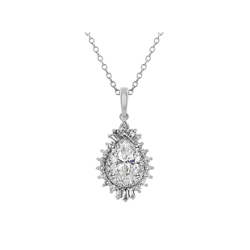 Vintage Diamond Pendant for Pear-Shaped Gemstone (24'')