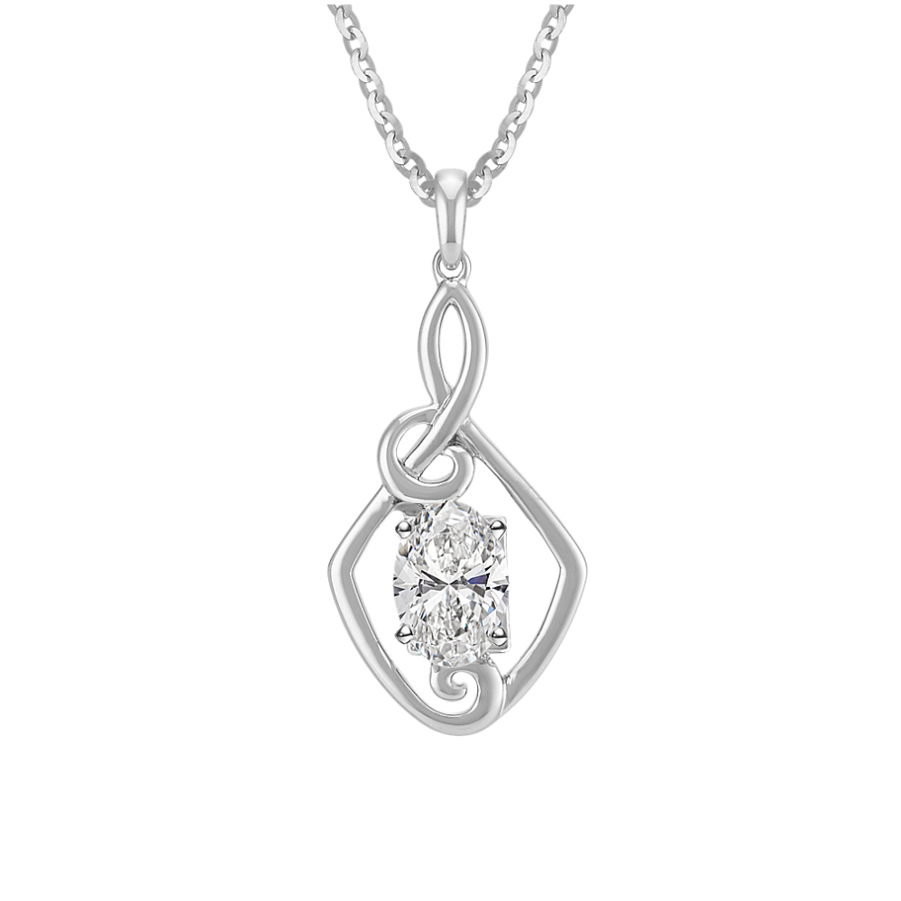 Treble Clef Style Pendant for Radiant Cut Gemstone (22'')