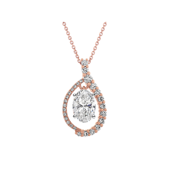 Finale Diamond Halo Pendant for Oval Gemstone (24'')