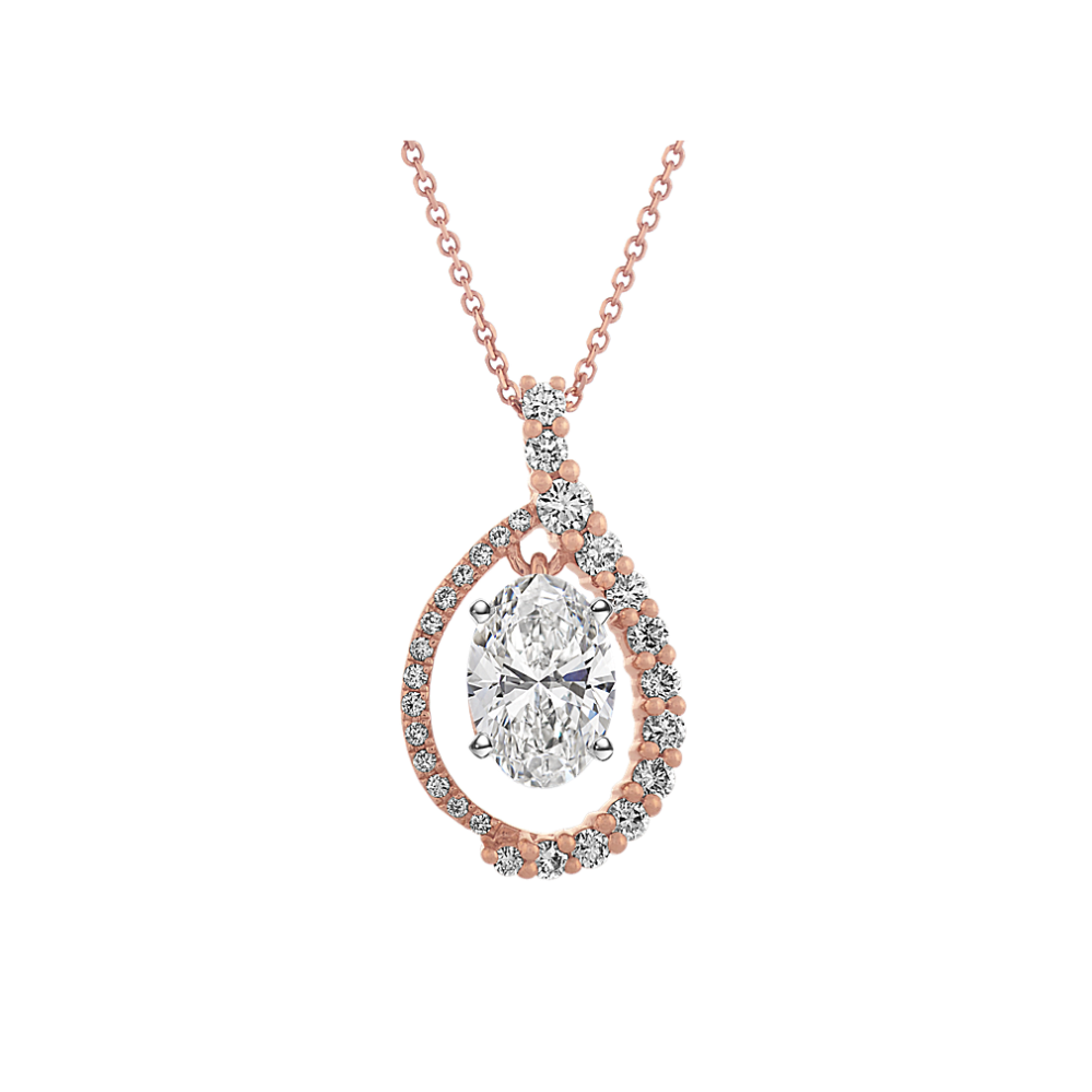 Finale Diamond Halo Pendant for Oval Gemstone (24'')