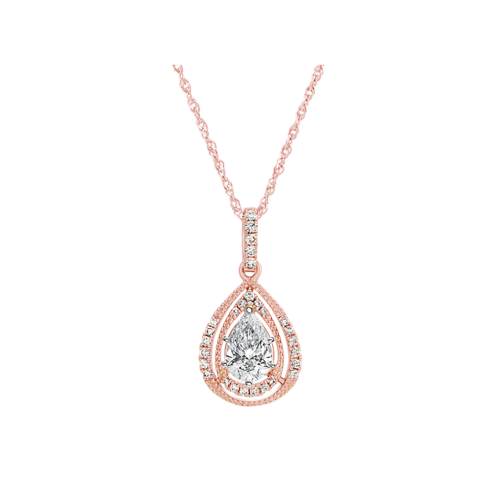 Vintage Diamond Pendant in 14k Rose Gold (20'')