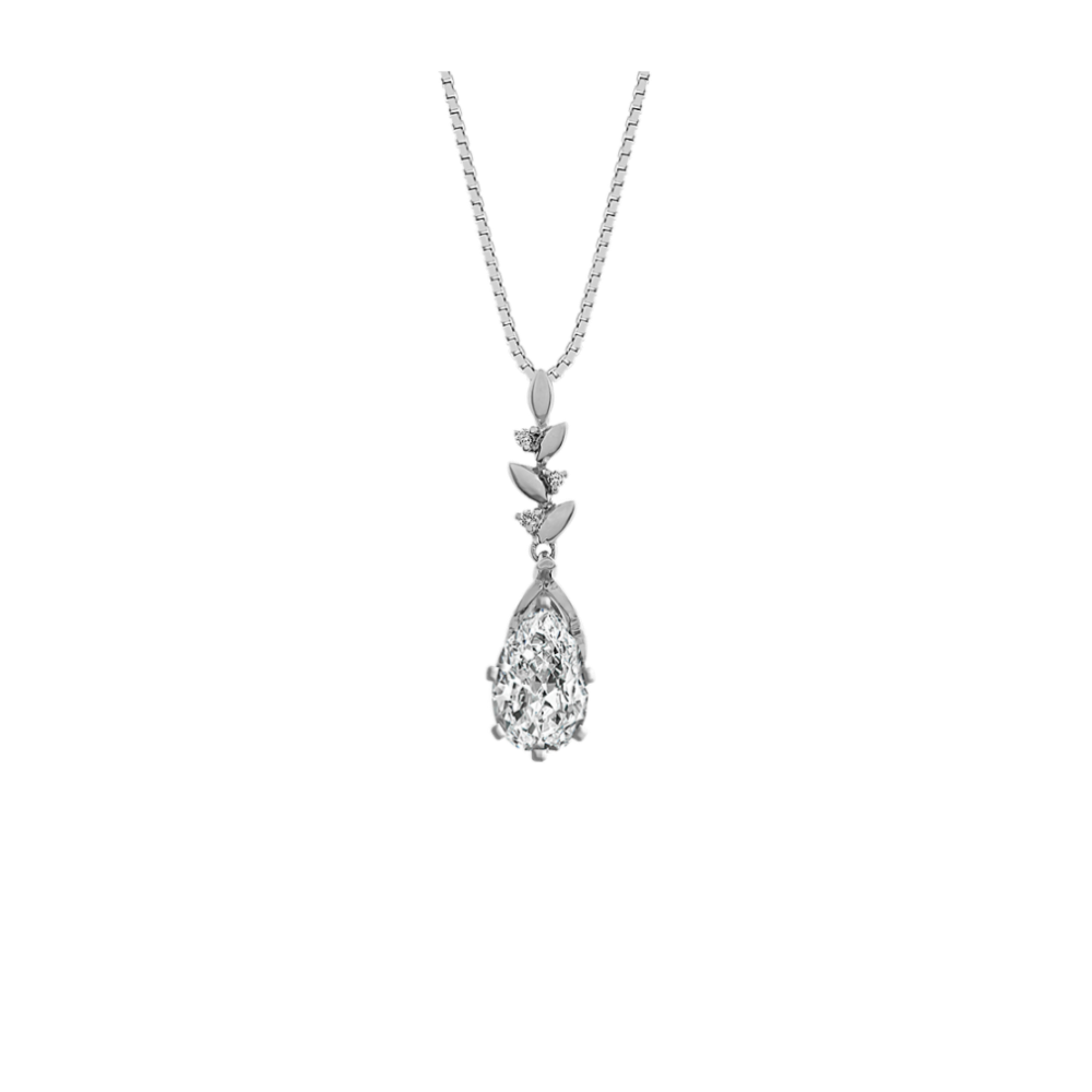 Natural Diamond Accented Garland Pendant in 14k White Gold (18 in)