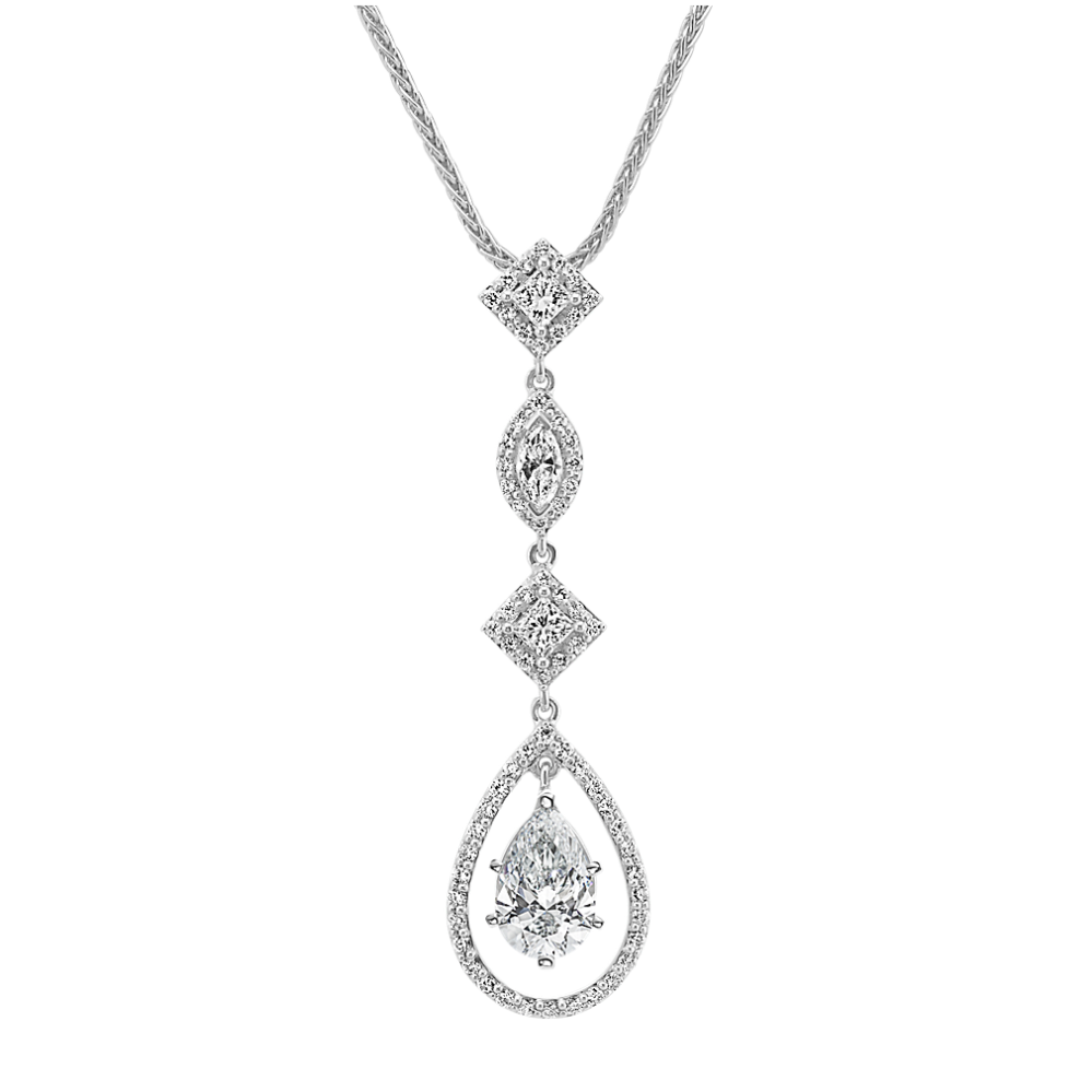 Drop Pendant with Diamond Accent for Pear-Shaped Gemstone (20'')
