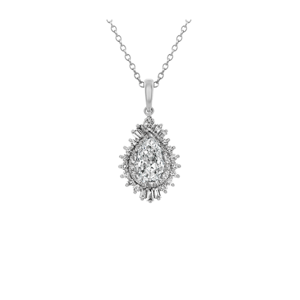 Vintage Natural Diamond Pendant for Pear-Shaped Gemstone (24 in)