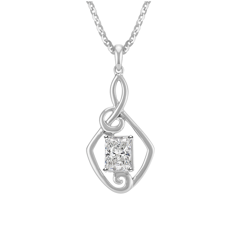 Treble Clef Style Pendant for Radiant Cut Gemstone (22'')