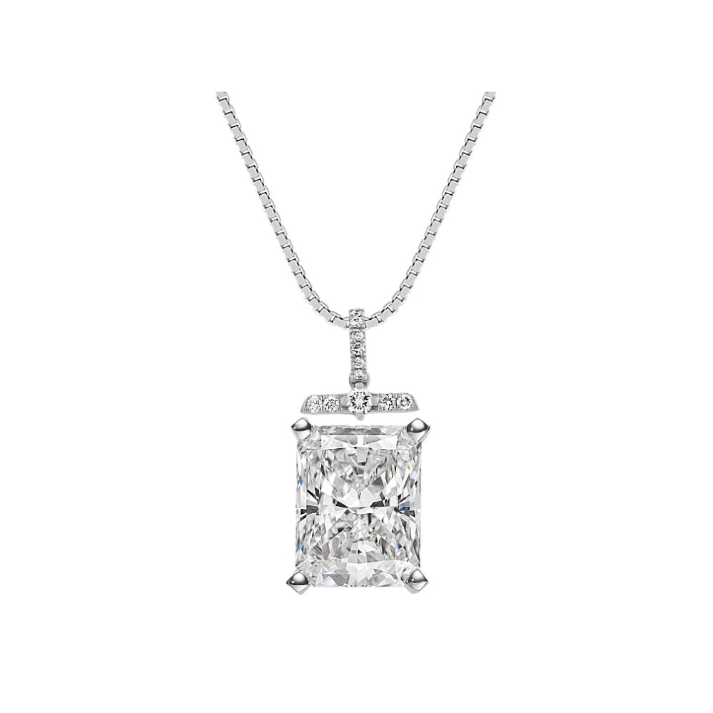 Diamond Dangle Pendant for Emerald Cut Gemstone (18'')