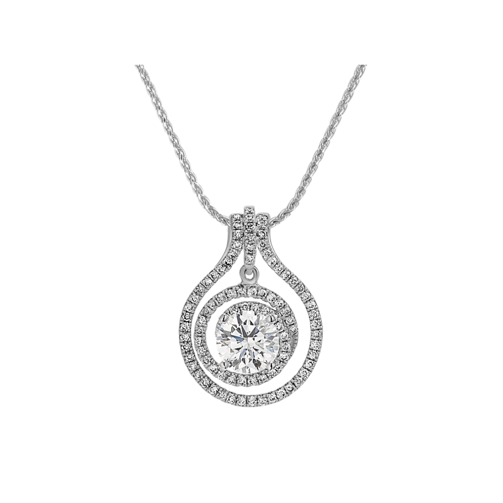 Diamond Swirl Pendant for Round Gemstone (22'')