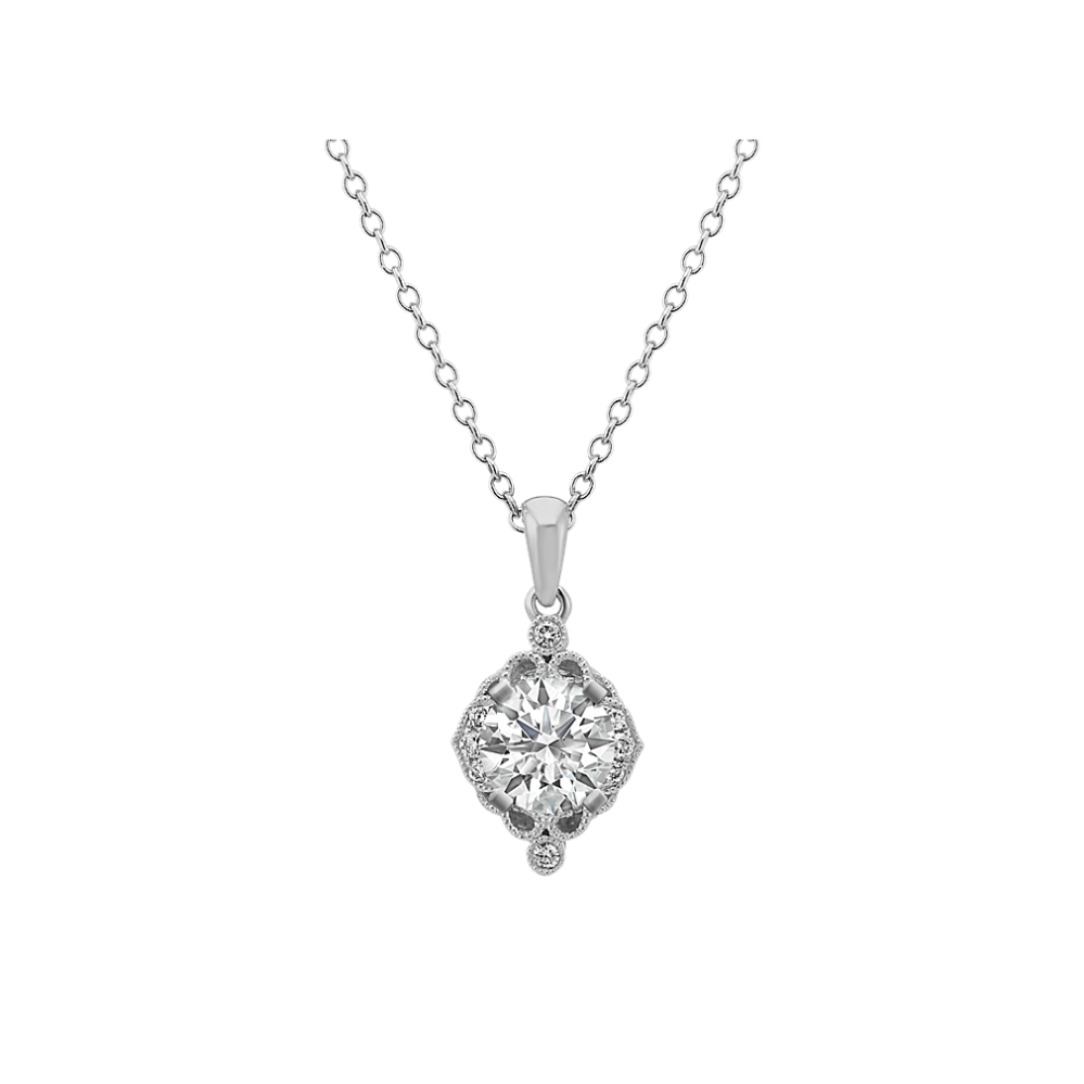 Vintage Diamond Pendant in 14k White Gold (22 in)