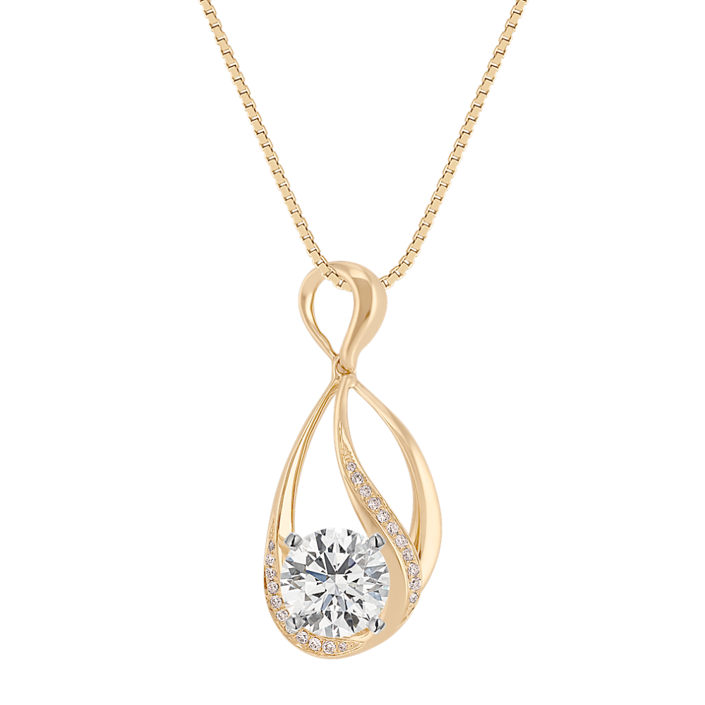 Swirl Round Diamond Pendant (18'')