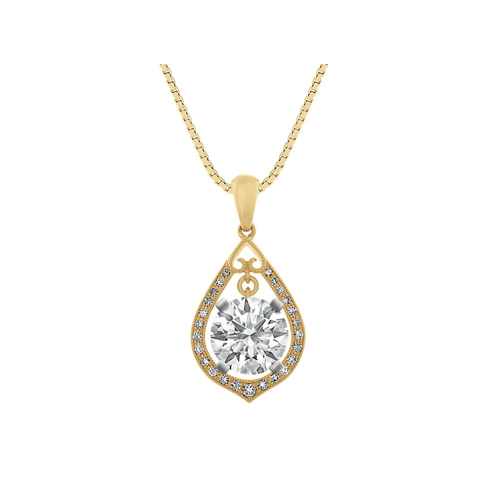 Vintage Diamond Pendant for Round Gemstone (18 in)