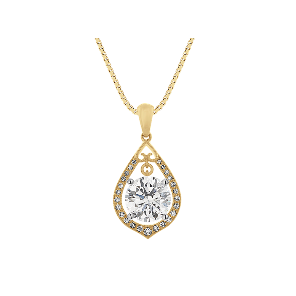 Vintage Diamond Pendant for Round Gemstone (18'')