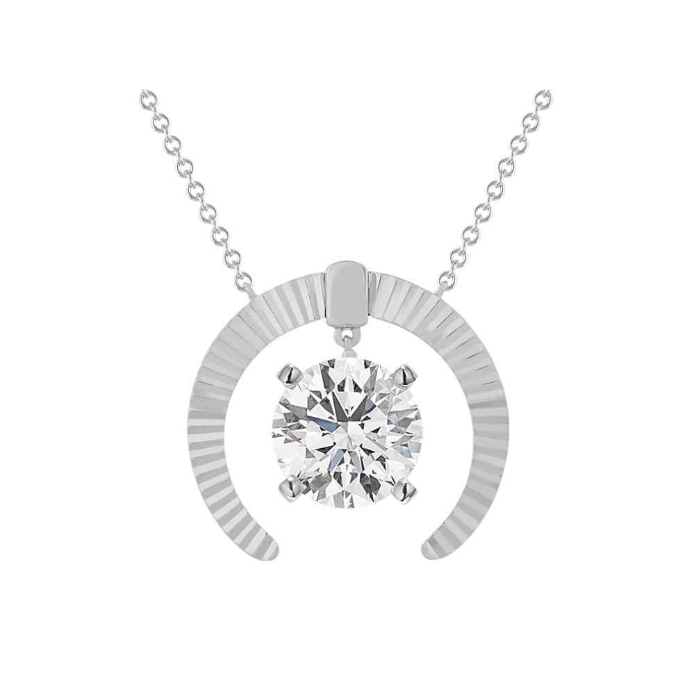 Pick-Your-Gem Textured Horn Pendant in 14k White Gold (22'')