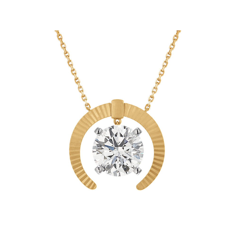 Pick-Your-Gem Textured Horn Pendant in 14k Yellow Gold (22'')