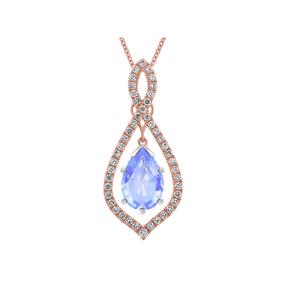 Diamond Accented Pendant for Pear Gemstone in 14K Rose Gold (24 in)