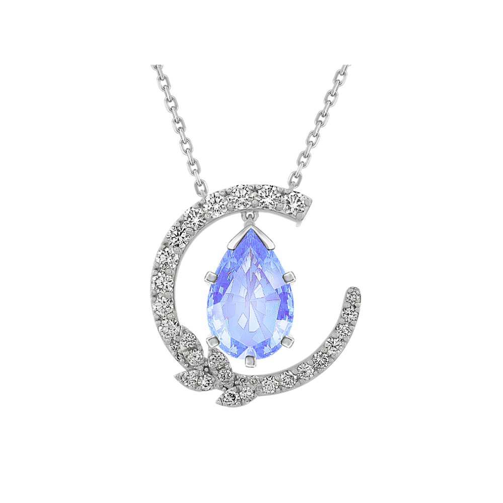Diamond Accented Pendant in 14K White Gold (22'')