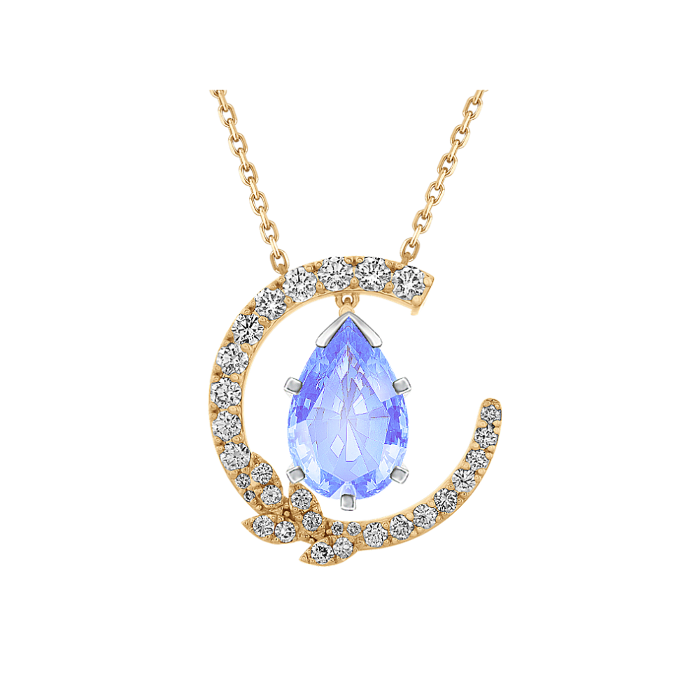 Diamond Accented Pendant in 14K Yellow Gold (22'')