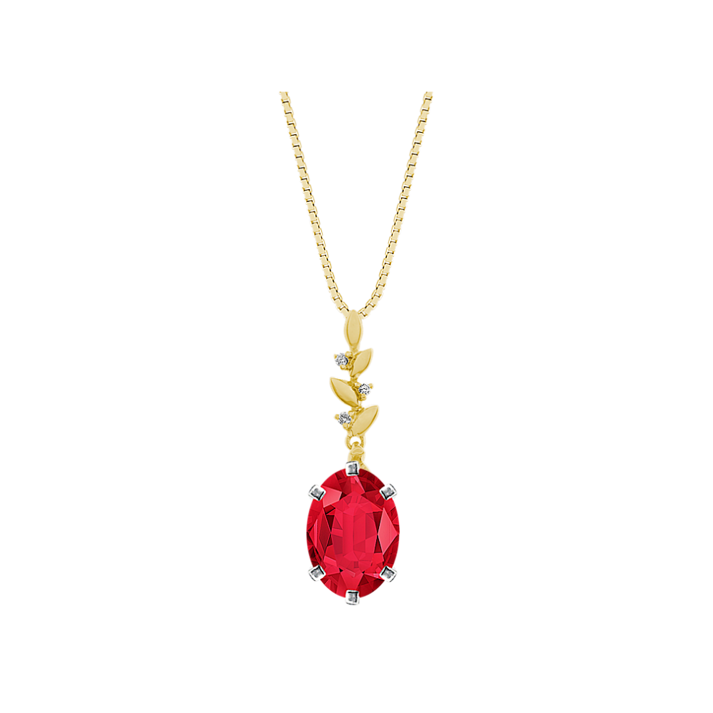 8.17 mm Natural Ruby Necklace in Yellow Gold