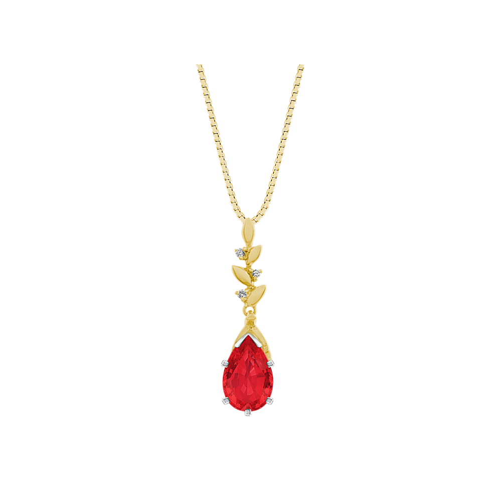 6.87 mm Natural Ruby Necklace in Yellow Gold