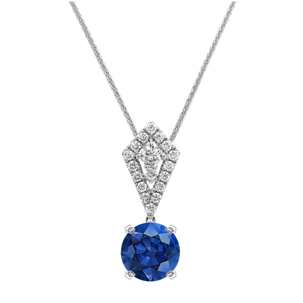 Round Diamond Pendant in 14k White Gold (22'')