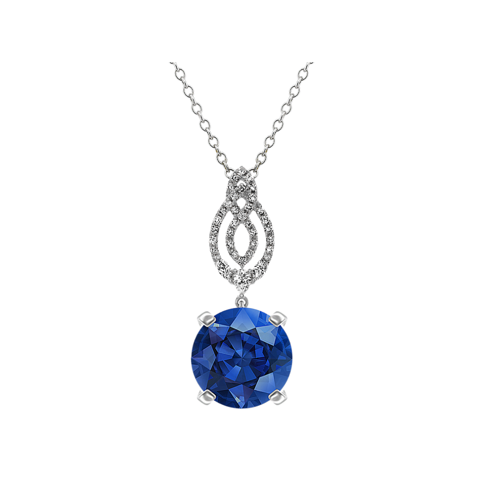 Diamond Swirl Pendant in 14K White Gold (18'')