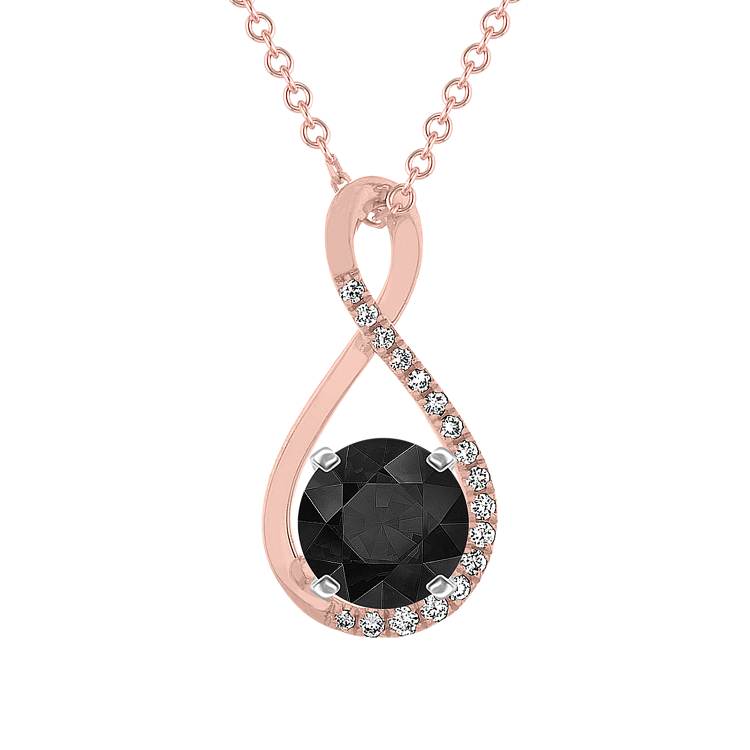 Natural Diamond Accented Infinity Pendant (18 in)
