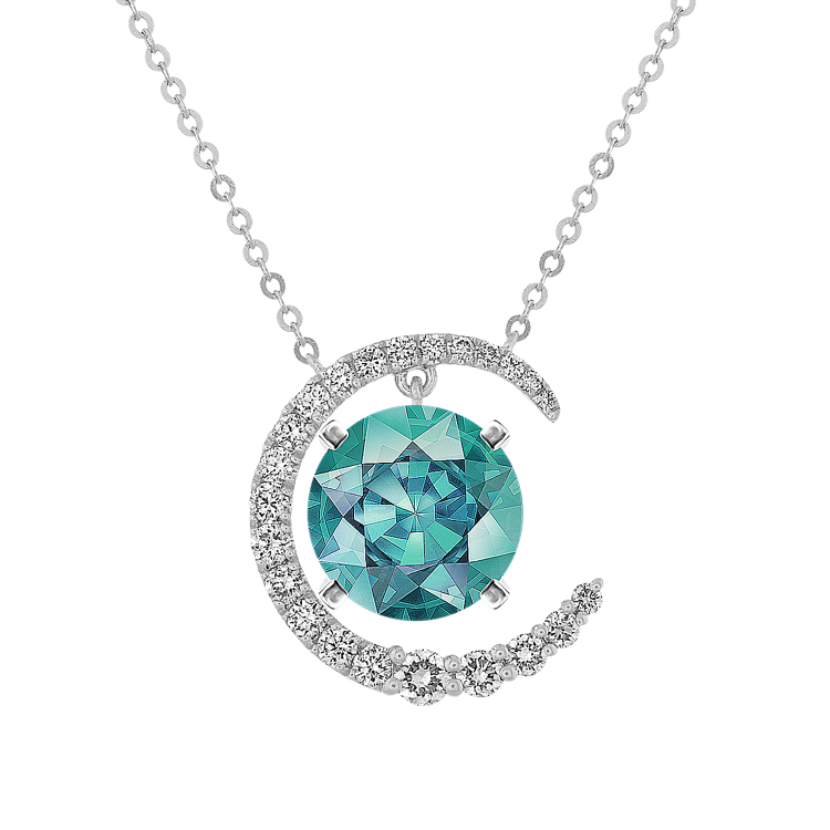 Pick-Your-Gemstone Crescent Necklace (18 in)