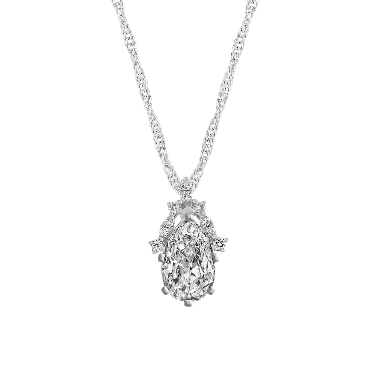 Sugarplum Natural Diamond Dangle Pendant in 14k White Gold (18 in)