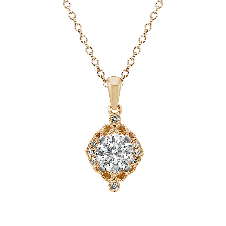 Vintage Natural Diamond Pendant in 14k Yellow Gold (22 in)