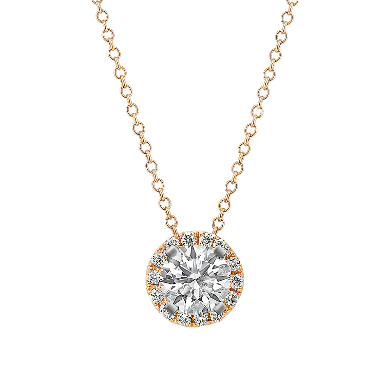 Natural Diamond Halo Pendant in 14k Yellow Gold (22 in)