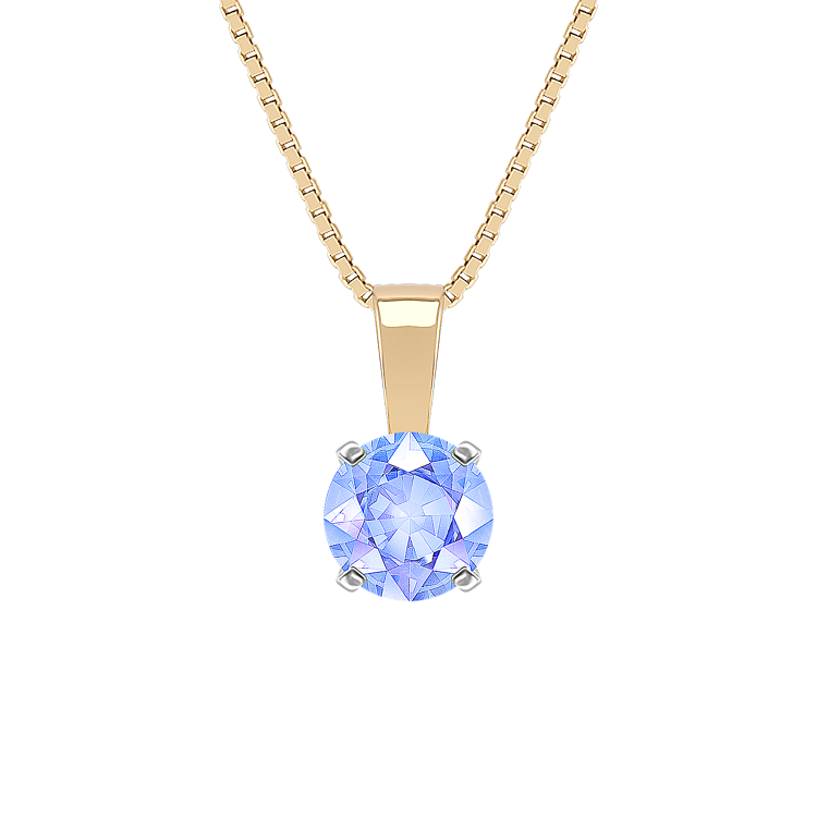 14k Yellow Gold Pendant for .75 ct. Round Gemstone (18 in)