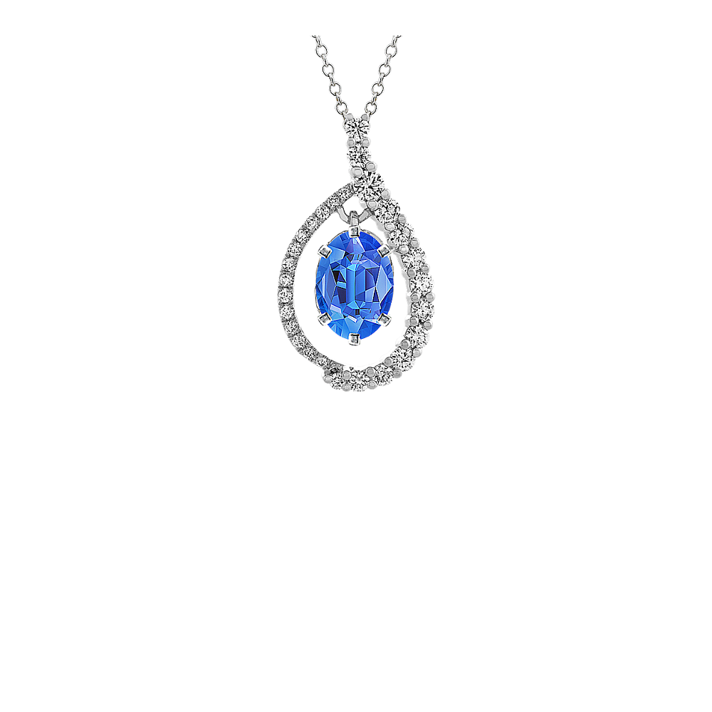 Diamond Halo Pendant for Oval Gemstones (24 in)
