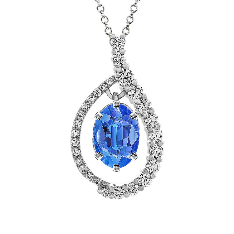 Finale Natural Diamond Halo Pendant for Oval Gemstone (24 in)