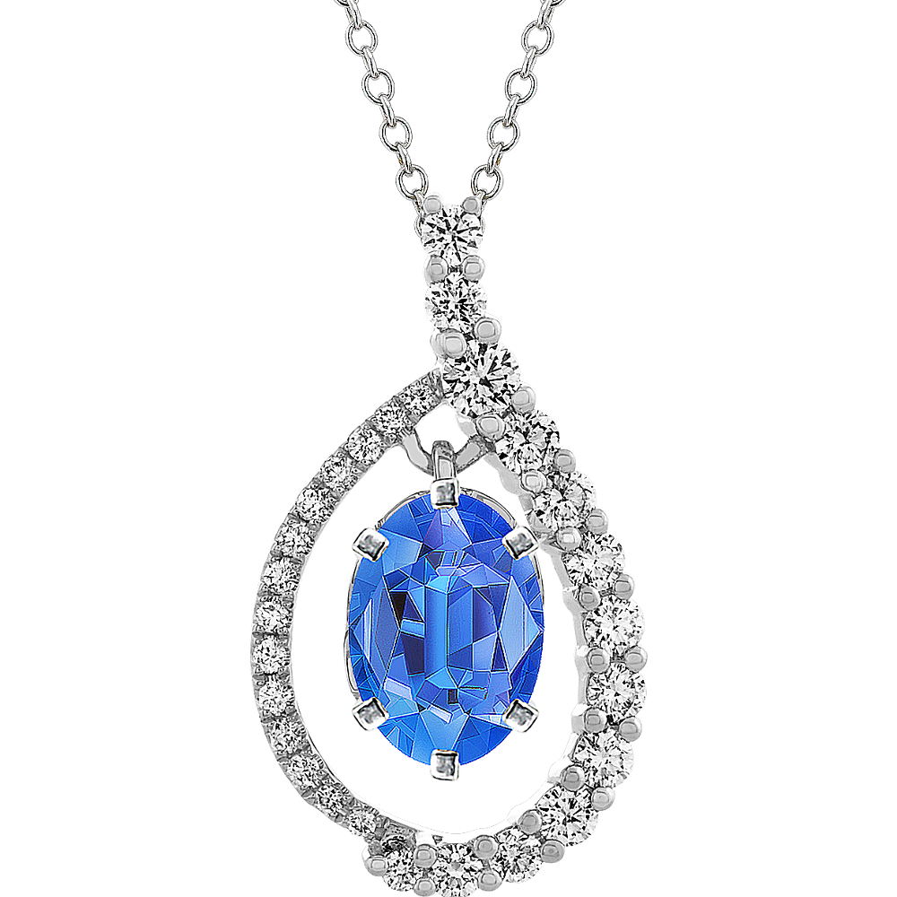 Diamond Halo Pendant for Oval Gemstones (24 in)