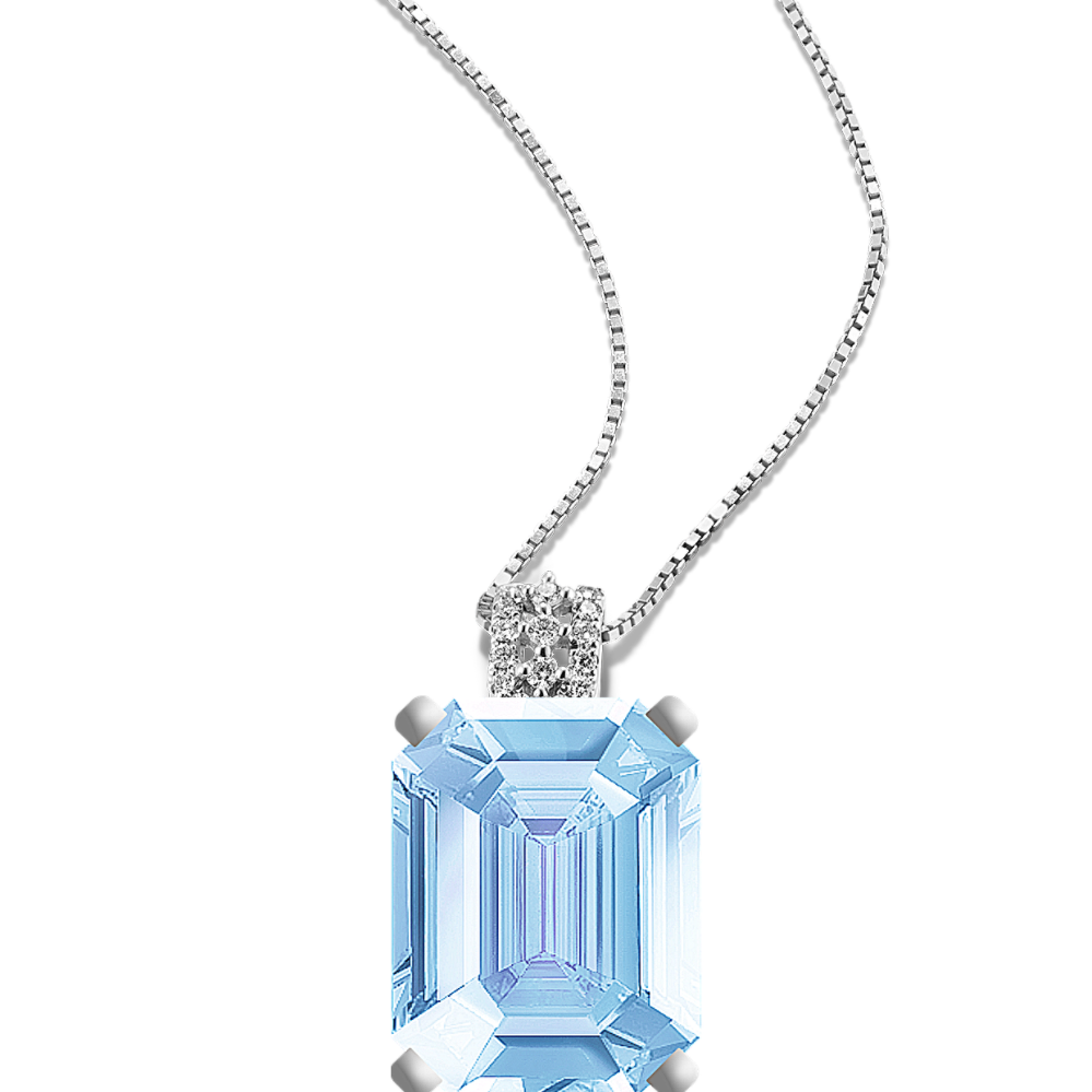9.01 mm Natural Aquamarine Necklace in White Gold