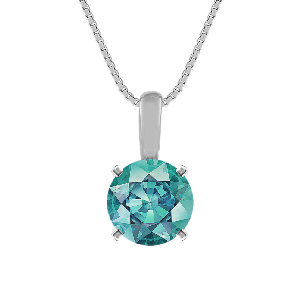 Pick-Your-Gemstone Solitaire Pendant in 14K White Gold (18 in)